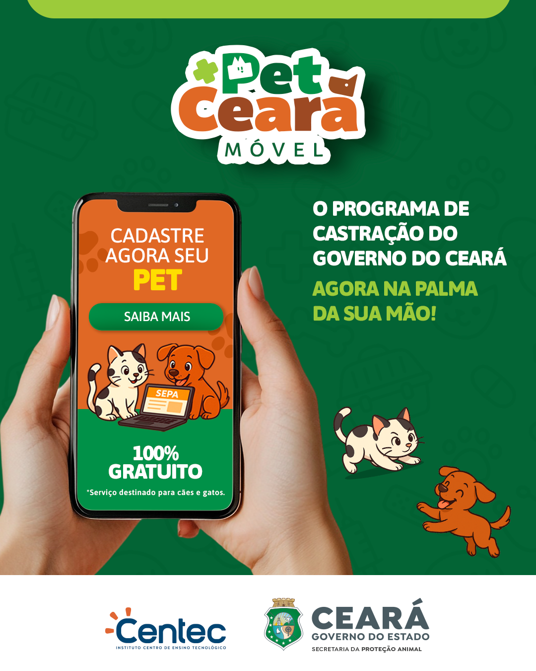 Governo do Ceará lança novo sistema de agendamento do Pet Ceará Móvel para castração gratuita de pets